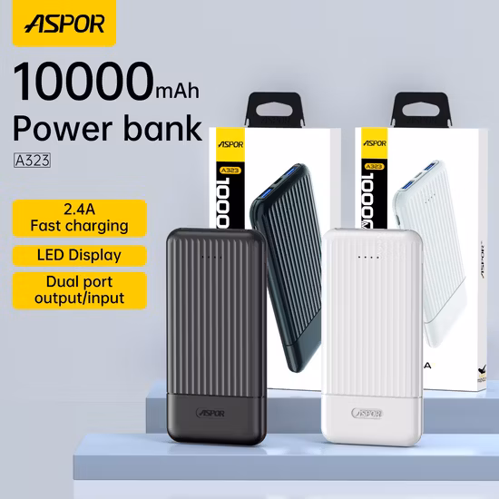 ASPOR Power bank 10000mah , Aspor A323 Power Bank 10000 mAh / 2 Input 2 Output